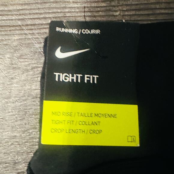 Nike Women's Black Solid Stretch Mid Rise Running Cropped Leggings Medium - Picture 4 of 5